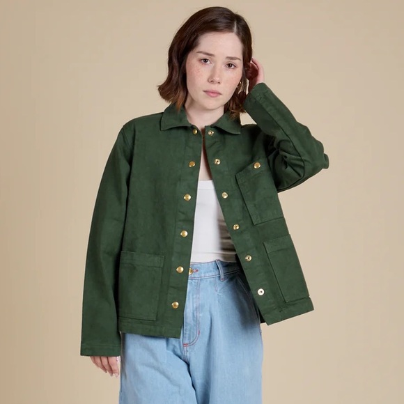Big Bud Press Denim Work Jacket Emerald Green Unisex 1XL 100% Cotton Plus Size - Picture 6 of 16